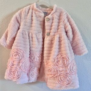 Blueberi Boulevard Light Pink Faux Fur Coat